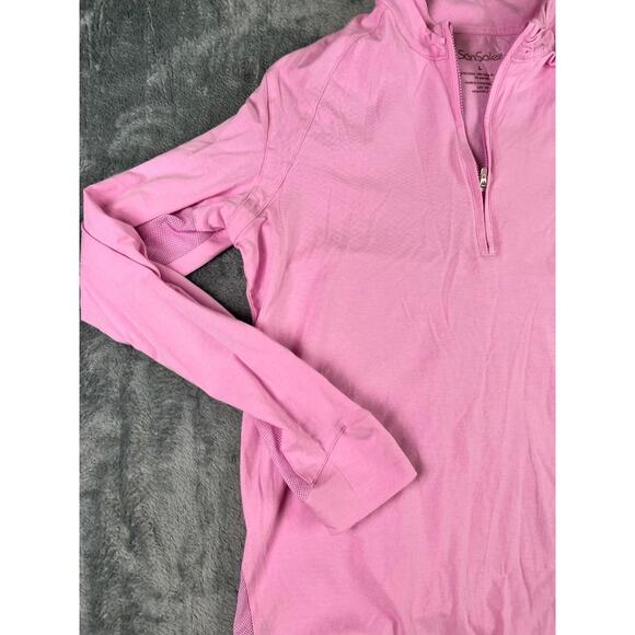 SanSoleil Women's Pink 1/4 Zip Pullover Size L UPF 50 Sun Protection Golf - Picture 5 of 9